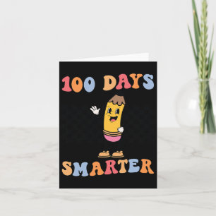 Days Smarter Retro Groovy Pencil 100 Days Of Schoo Card