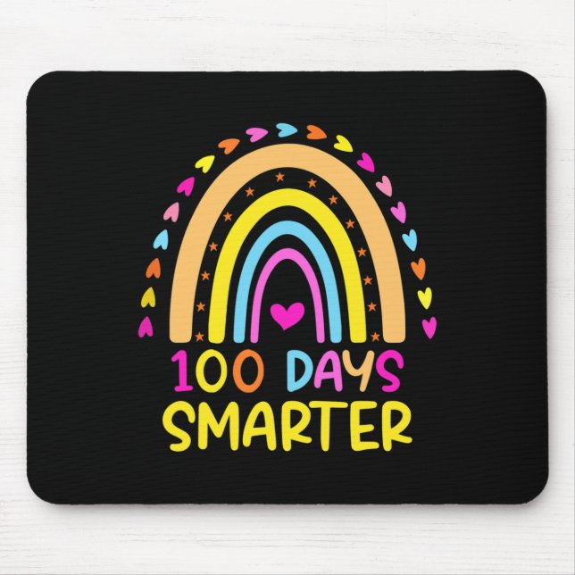 Days Smarter Teacher 100th Day Of School Rainbow W Mouse Pad (Front)