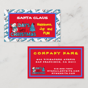 Days Until Christmas Customise Business Card