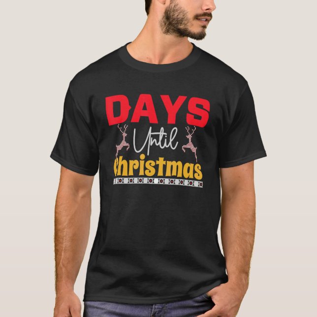Days until Christmas Santa Hat Xmas PJ costume T-Shirt (Front)