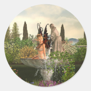Daytime Garden Fairy Classic Round Sticker
