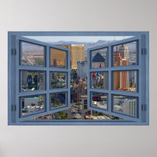 Daytime Las Vegas Strip 6 Pane Open Window Poster