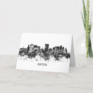 Dayton Ohio Skyline BW Holiday Card