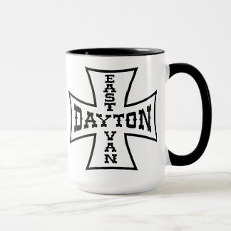 Dayton ringer mug East Van Iron Cross