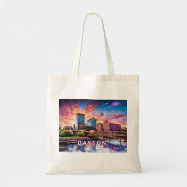 Dayton Skyline Abstract Art Tote Bag (Front)