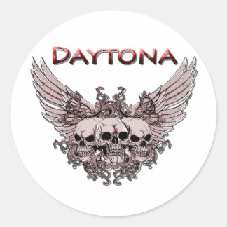 Daytona 3 Flying Skulls red Classic Round Sticker