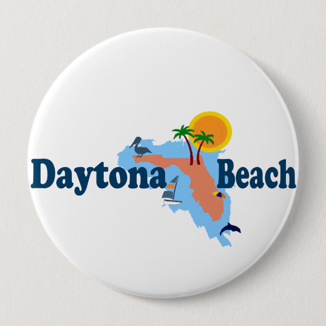 Daytona Beach. 10 Cm Round Badge (Front)