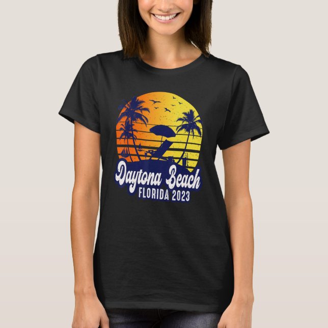 Daytona Beach 2023 Florida Sunset Beach Retro T-Shirt (Front)