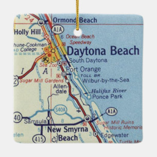 Daytona Beach Classic Map Ceramic Ornament