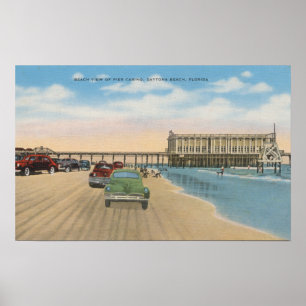 Daytona Beach, FL - Beach View of Pier Casino Poster