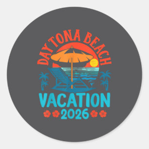 Daytona Beach Florida 2026 Family Vacation Summer  Classic Round Sticker