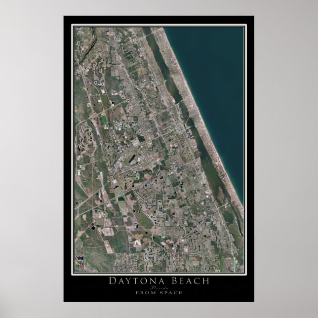 Daytona Beach Florida From Space Satellite Map Poster (Front)