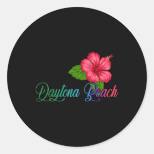 Daytona Beach Florida Hibiscus Flower Classic Round Sticker