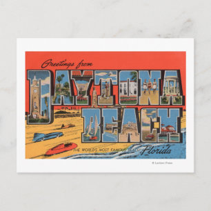 Daytona Beach, Florida - Large Letter Scenes Postcard