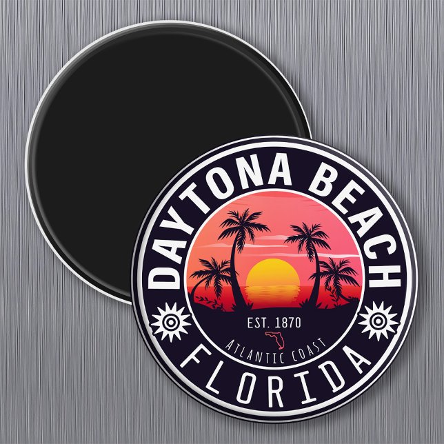 Daytona Beach Florida Retro Sunset Souvenirs 80s Magnet (Creator Uploaded)