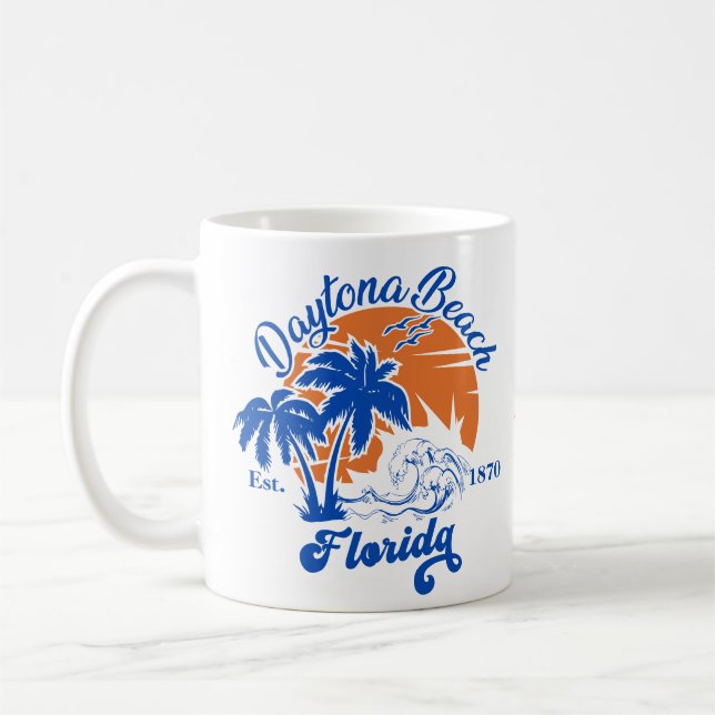 Daytona Beach Florida Summer Waves Vacation 80s Coffee Mug (Left)