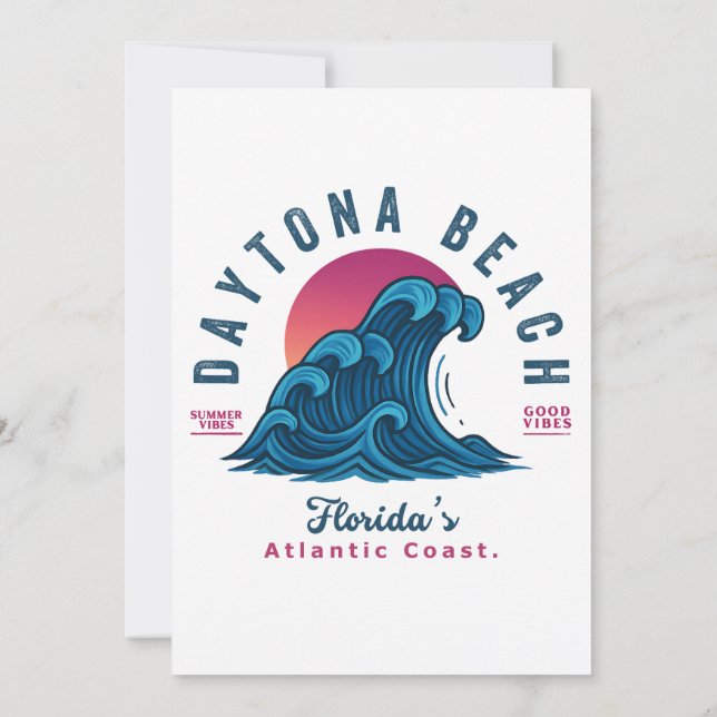 DAYTONA BEACH FLORIDA SUMMER WAVES VACATION INVITATION (Back)