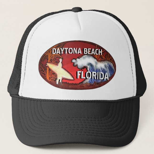 Daytona Beach Florida surfer art hat (Front)