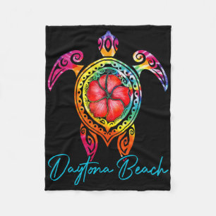 Daytona Beach Florida Tie Dye Sea Turtle Vacation  Fleece Blanket