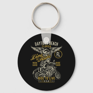 Daytona Beach Florida Usa Motorcycle Distressed De Key Ring