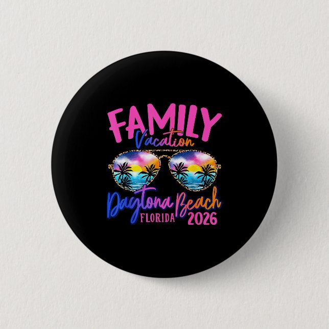 Daytona Beach Florida Vacation 2026 Matching Famil 6 Cm Round Badge (Front)