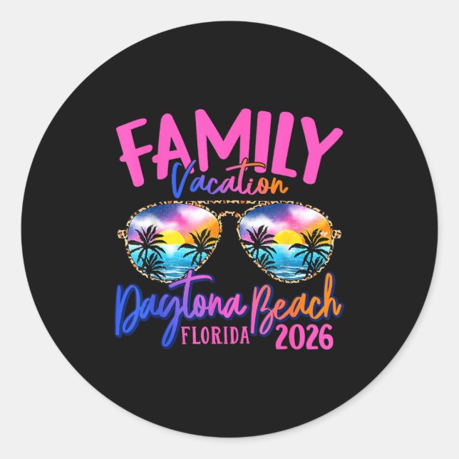 Daytona Beach Florida Vacation 2026 Matching Famil Classic Round Sticker (Front)