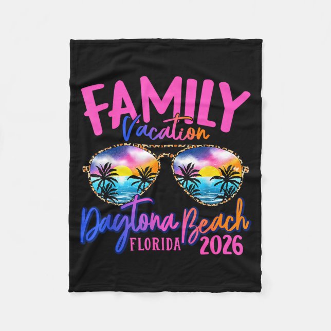 Daytona Beach Florida Vacation 2026 Matching Famil Fleece Blanket (Front)