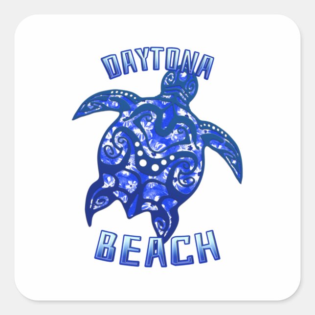 Daytona Beach Florida Vacation Tribal Turtle Square Sticker (Front)