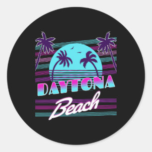 Daytona Beach For Men Women Girls Kids  Classic Round Sticker