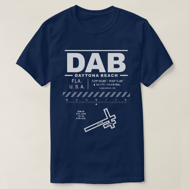 Daytona Beach International Airport DAB T-Shirt (Design Front)