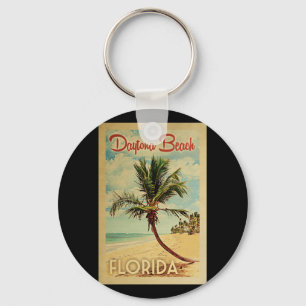 Daytona Beach Palm Tree Vintage Travel Key Ring