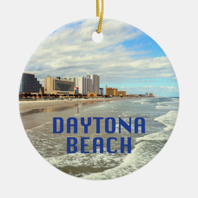 Daytona Beach photo with name Ceramic Ornament (Front)