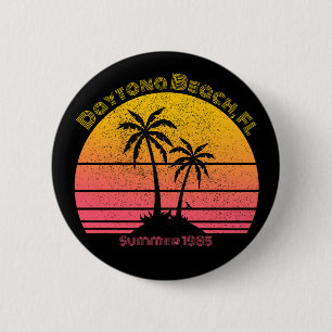 Daytona Beach Retro Sunset Palms 6 Cm Round Badge