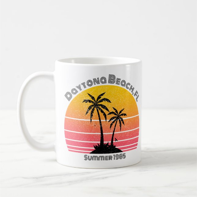 Daytona Beach Retro Sunset Palms Coffee Mug (Left)