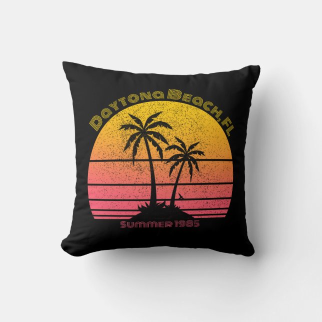 Daytona Beach Retro Sunset Palms Cushion (Front)