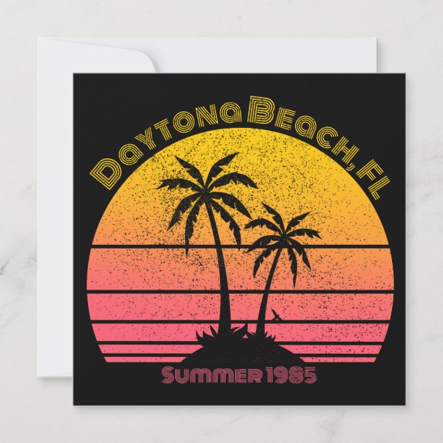 Daytona Beach Retro Sunset Palms Invitation (Front)