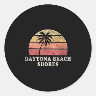Daytona Beach Shores Fl Vintage 70s Retro Throwbac Classic Round Sticker