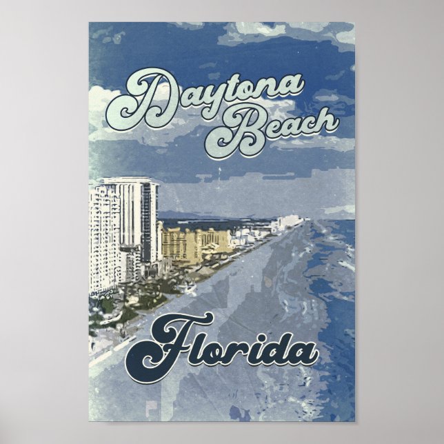 ✪ Daytona Beach Vintage Style Landscape Art Poster (Front)