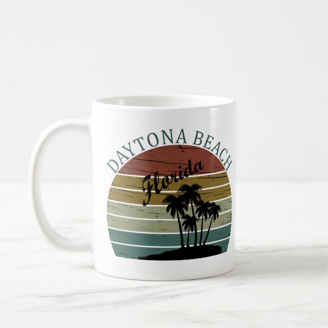 Daytona beach vintage sunset retro landscape coffee mug (Left)