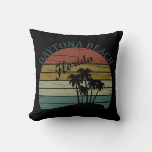 Daytona beach vintage sunset retro landscape cushion