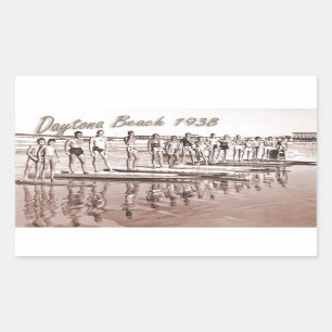 Daytona Beach Vintage Surf Group Photo Rectangular Sticker