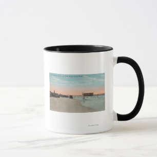 Daytona, FL - View of Beach with Cars & Mug
