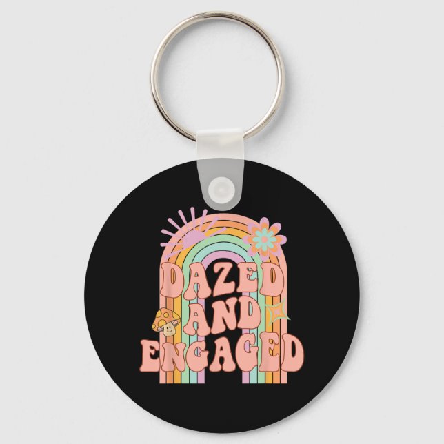 Dazed And Engaged Groovy Rainbow Team Bride Bachel Key Ring (Front)