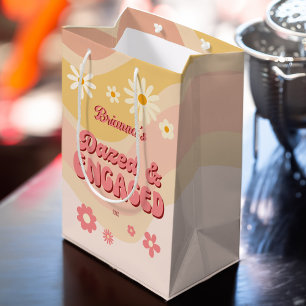 Dazed and engaged groovy retro daisy bachelorette medium gift bag
