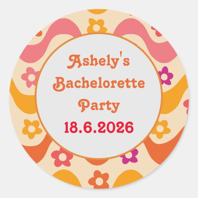 Dazed and Engaged retro 70s Bachelorette party     Classic Round Sticker (Front)