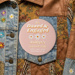 Dazed & Engaged Groovy 70s Bachelorette Party 10 Cm Round Badge