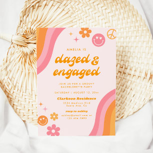 Dazed & Engaged Pink & Orange Bachelorette Party Invitation