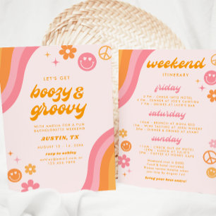 Dazed & Engaged Pink & Orange Bachelorette Weekend Invitation