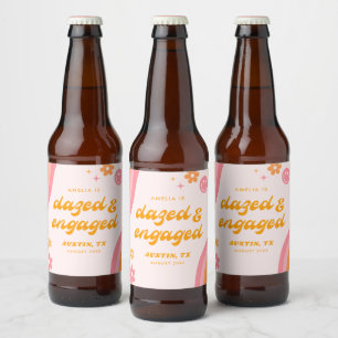 Dazed & Engaged Pink & Orange Beer Bottle Label