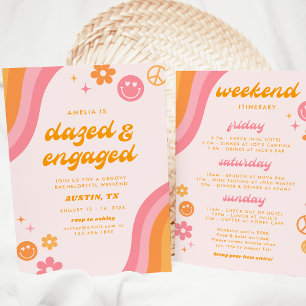 Dazed & Engaged Pink & Orange Invitation